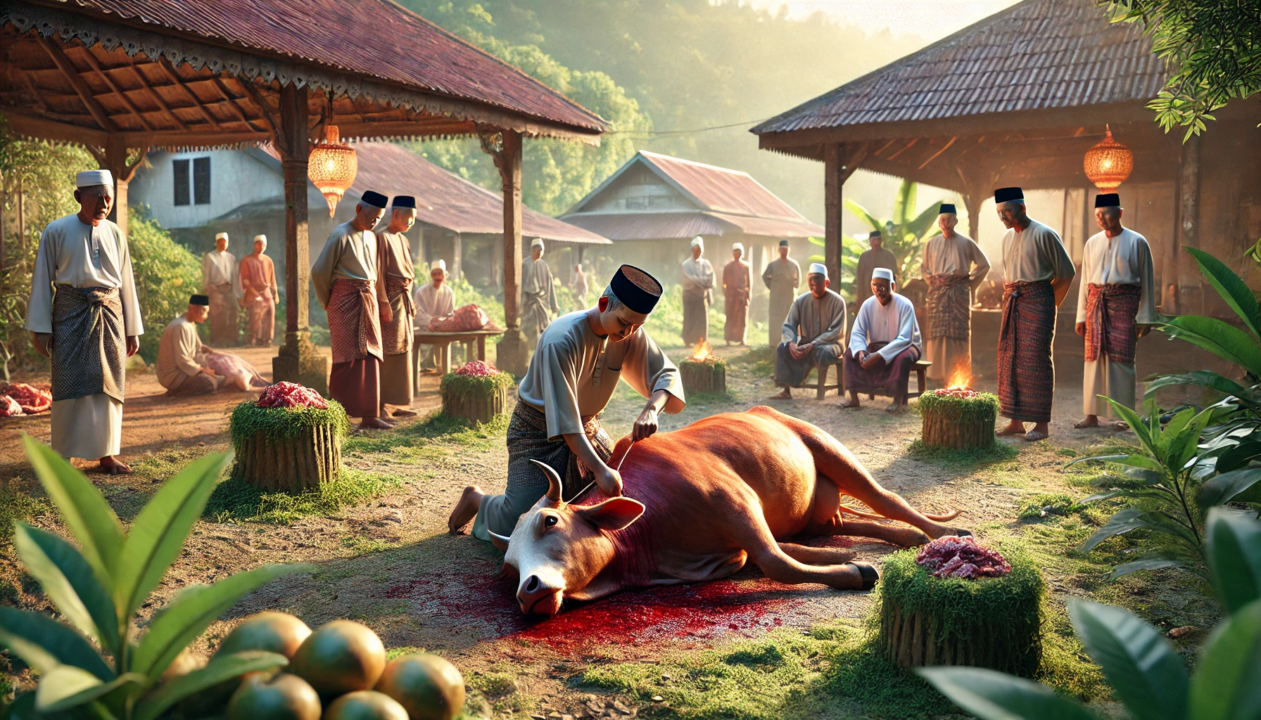 a traditional animal sacrifice ritual in Malaysia during Eid al-Adha.
