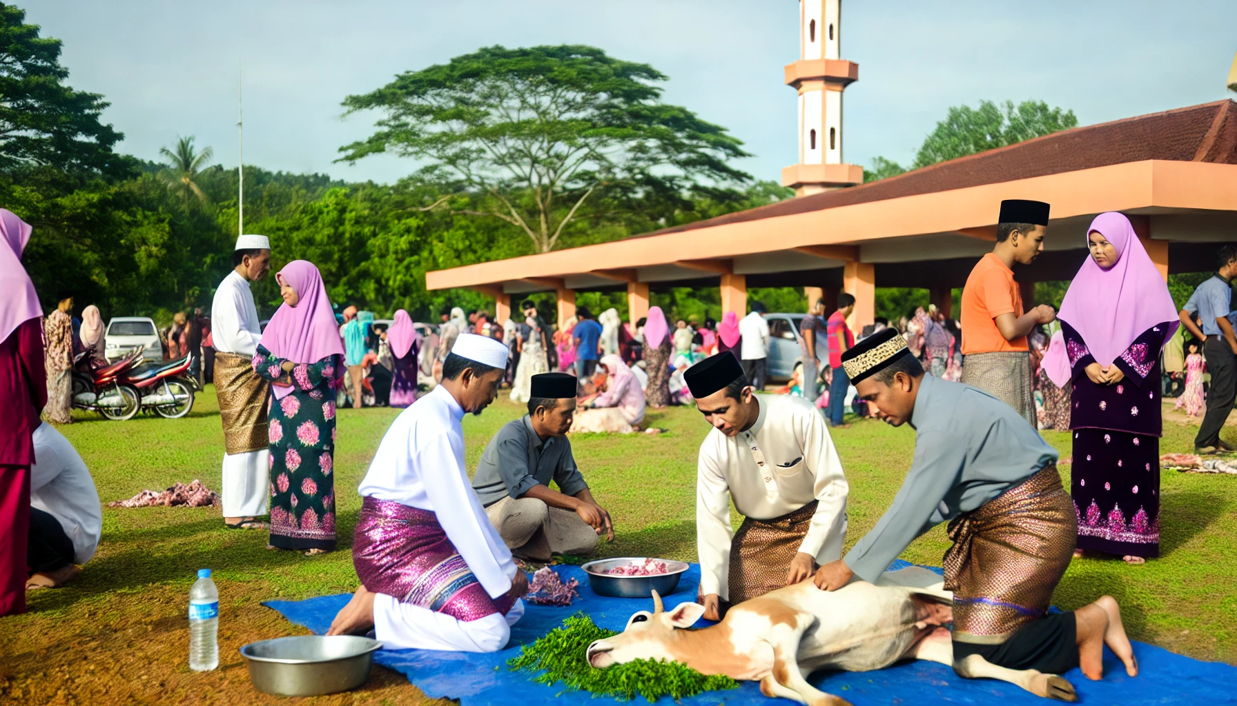 A vibrant scene of Eid al-Adha celebration in Malaysia